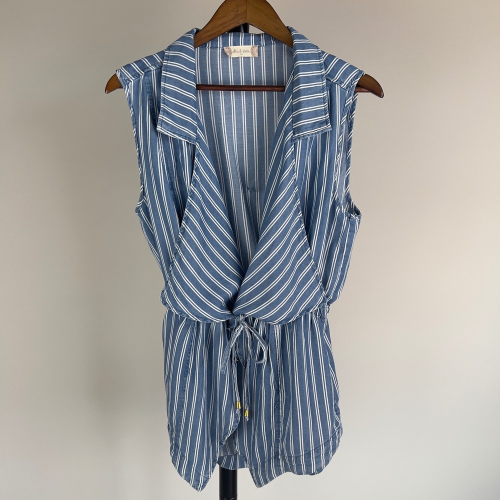 NWT Altar'd State Blue White Striped Draped Drawstring Vest NT-38246 Medium